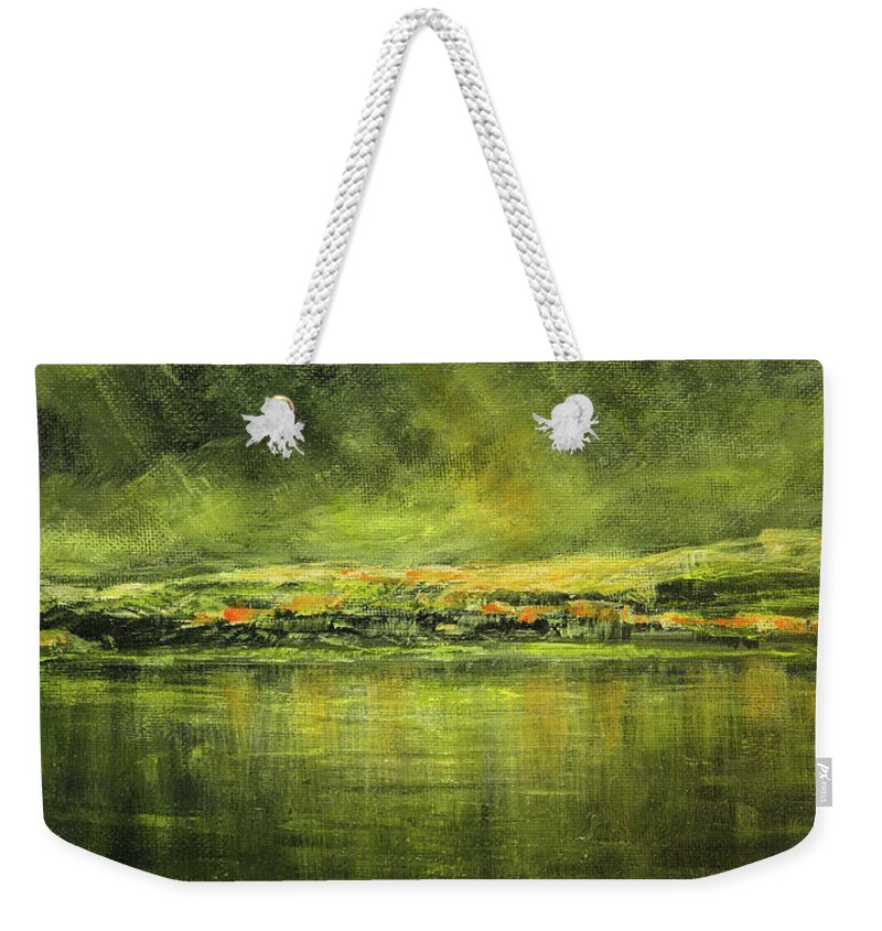 Shoreline Weekender Tote Bag featuring the ceramic art Enchanted River by Zan Savage