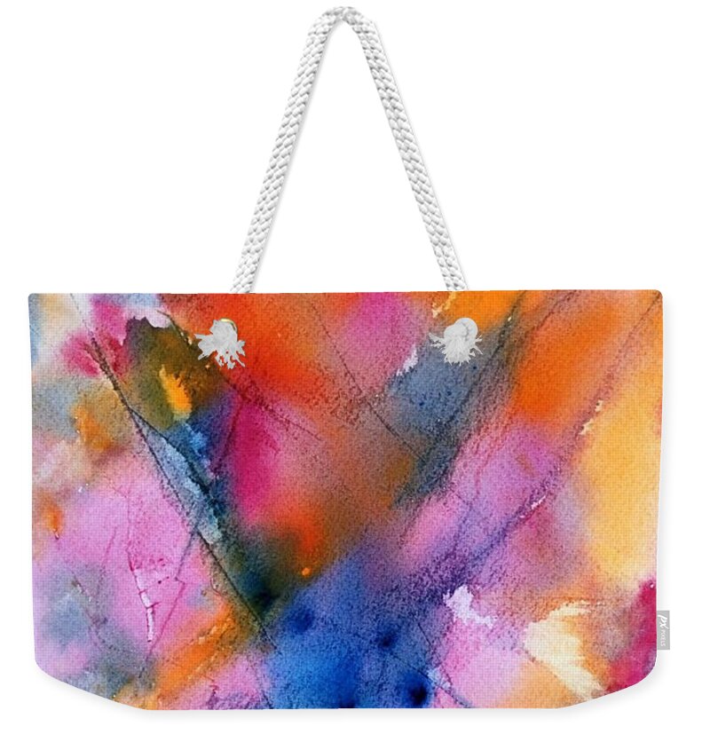 Abstract Weekender Tote Bag featuring the painting Encounter by Dick Richards