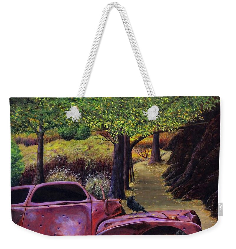 Kim Mcclinton Weekender Tote Bag featuring the painting End of the Road by Kim McClinton