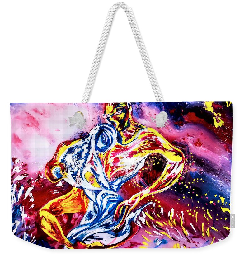 Fire Weekender Tote Bag featuring the painting Energies Passion by Tatyana Shvartsakh