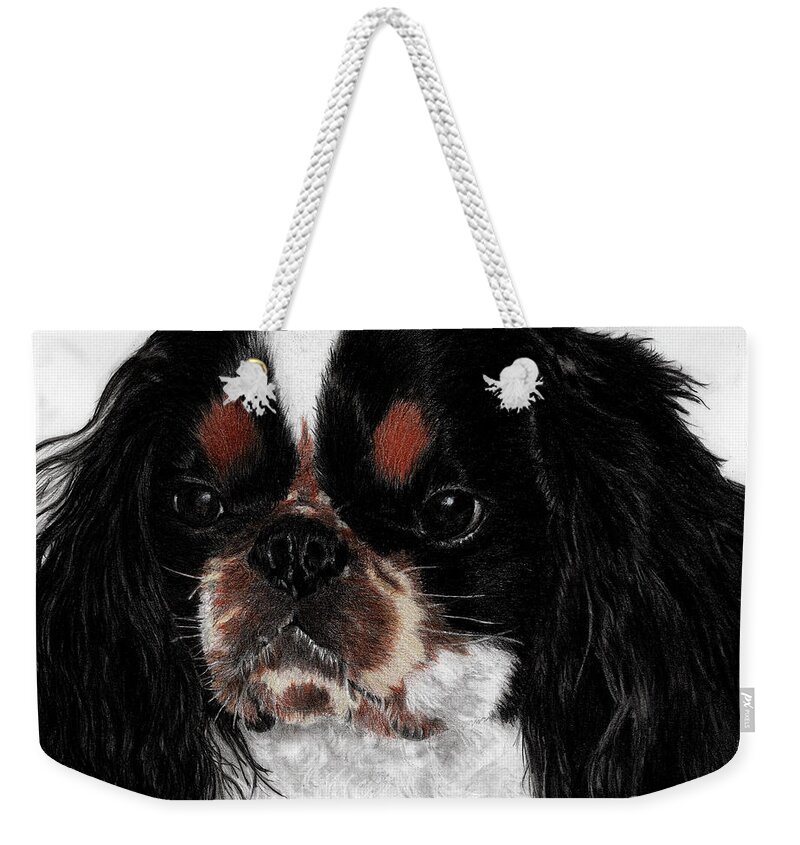 English Toy Spaniel Weekender Tote Bag featuring the drawing English Toy Spaniel by Terri Mills