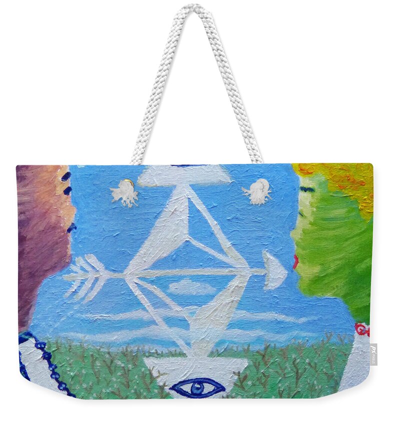  Mathematics Weekender Tote Bag featuring the painting Enigma by Elzbieta Goszczycka