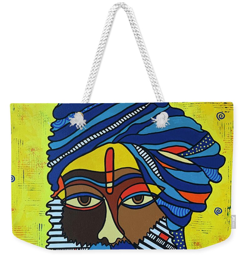 Indian Cubism Weekender Tote Bag featuring the painting Enlightened 2 by Raji Musinipally
