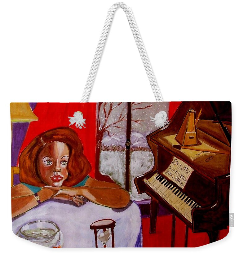 Hourglass Weekender Tote Bag featuring the painting Entropiano by Rusty Gladdish