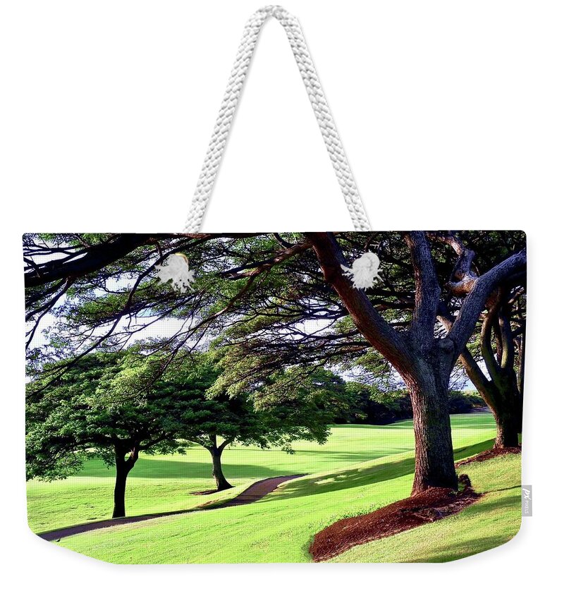 Golf Courses Weekender Tote Bag featuring the photograph Entry Drive to Kahili Golf Course by Kirsten Giving
