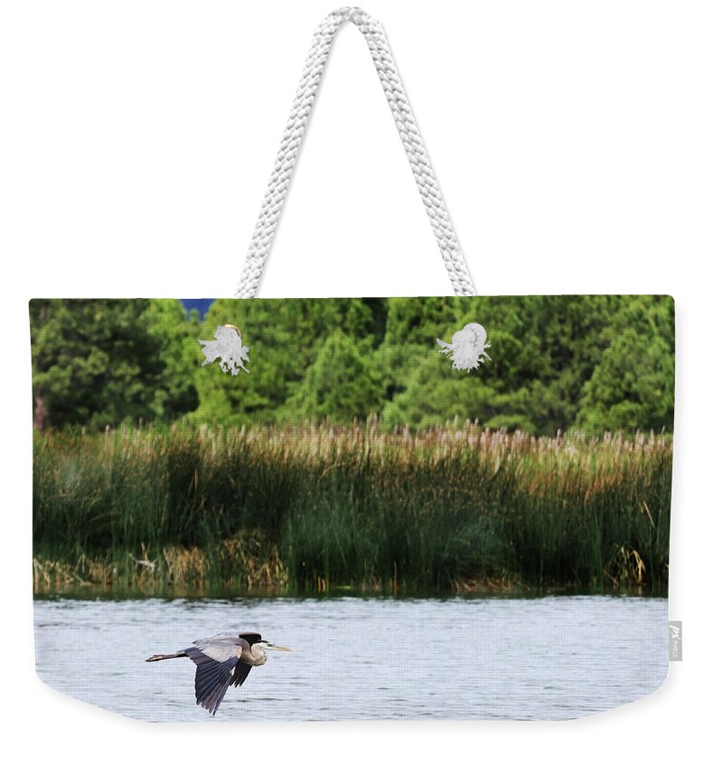 Heron Weekender Tote Bag featuring the photograph Ephemeral Summer Flight by Laura Putman