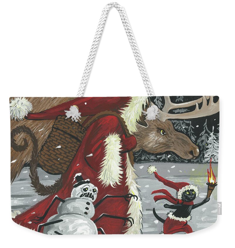Print Weekender Tote Bag featuring the painting Epic Christmas by Margaryta Yermolayeva