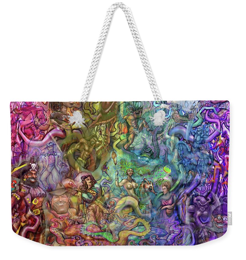 Epic Weekender Tote Bag featuring the digital art Epic Interwoven Stories by Kevin Middleton