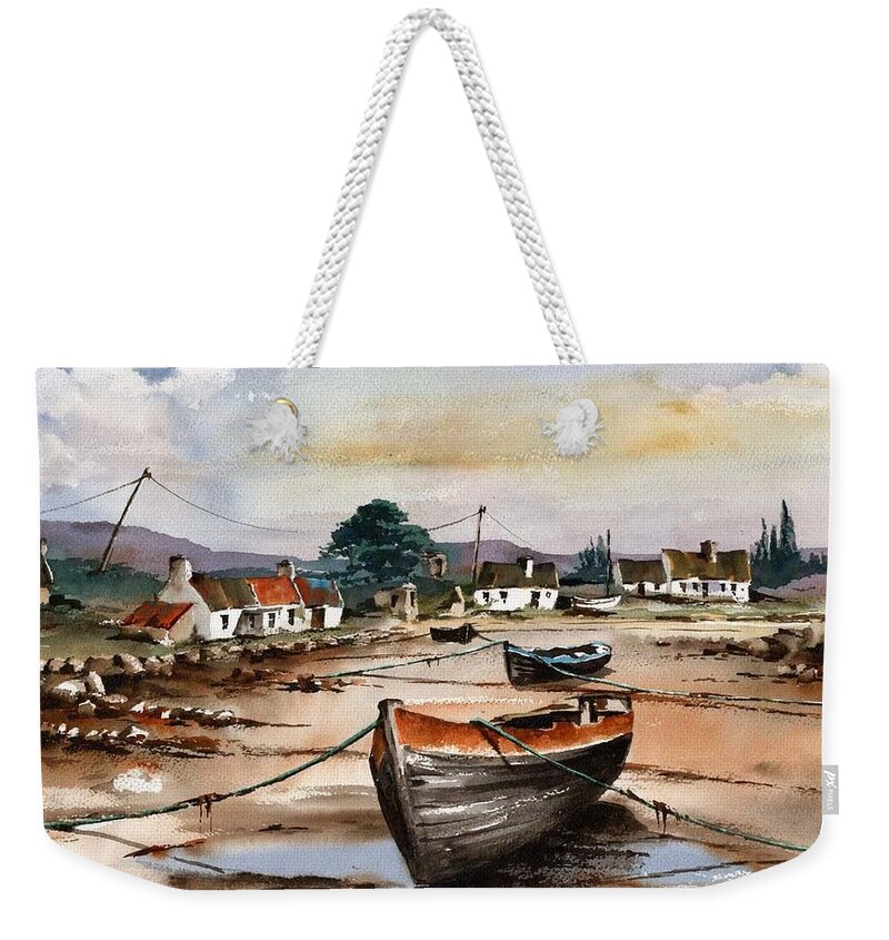  Weekender Tote Bag featuring the painting Erelough Harbour Roundstone by Val Byrne