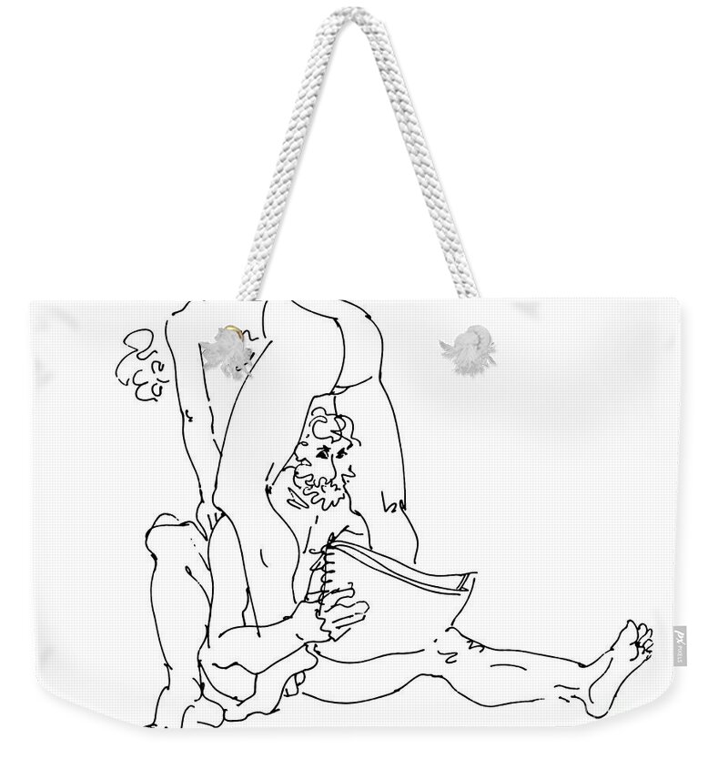 Erotic Renderings Weekender Tote Bag featuring the drawing Erotic Art Drawing 9sp by Gordon Punt