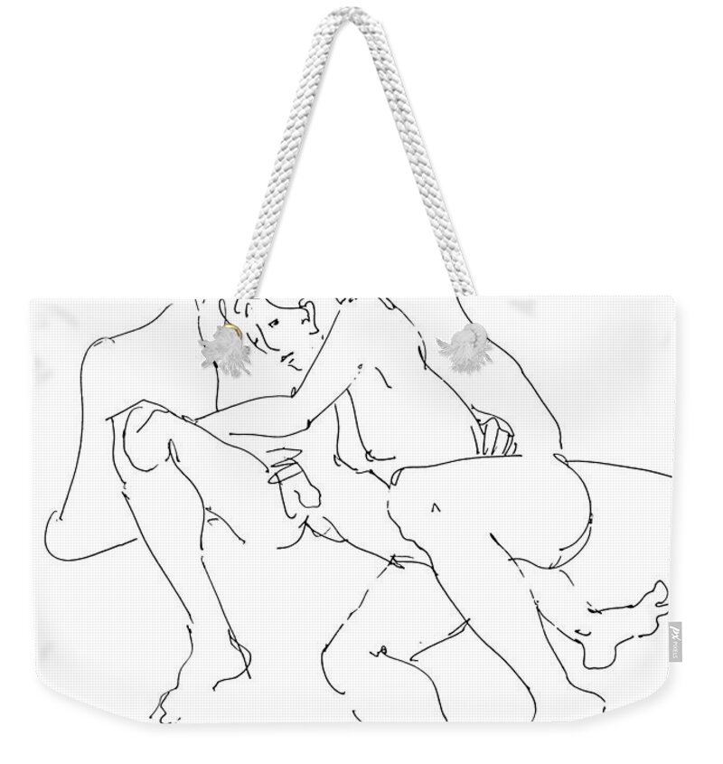 Erotic Renderings Weekender Tote Bag featuring the drawing Erotic Art Drawings 10 by Gordon Punt