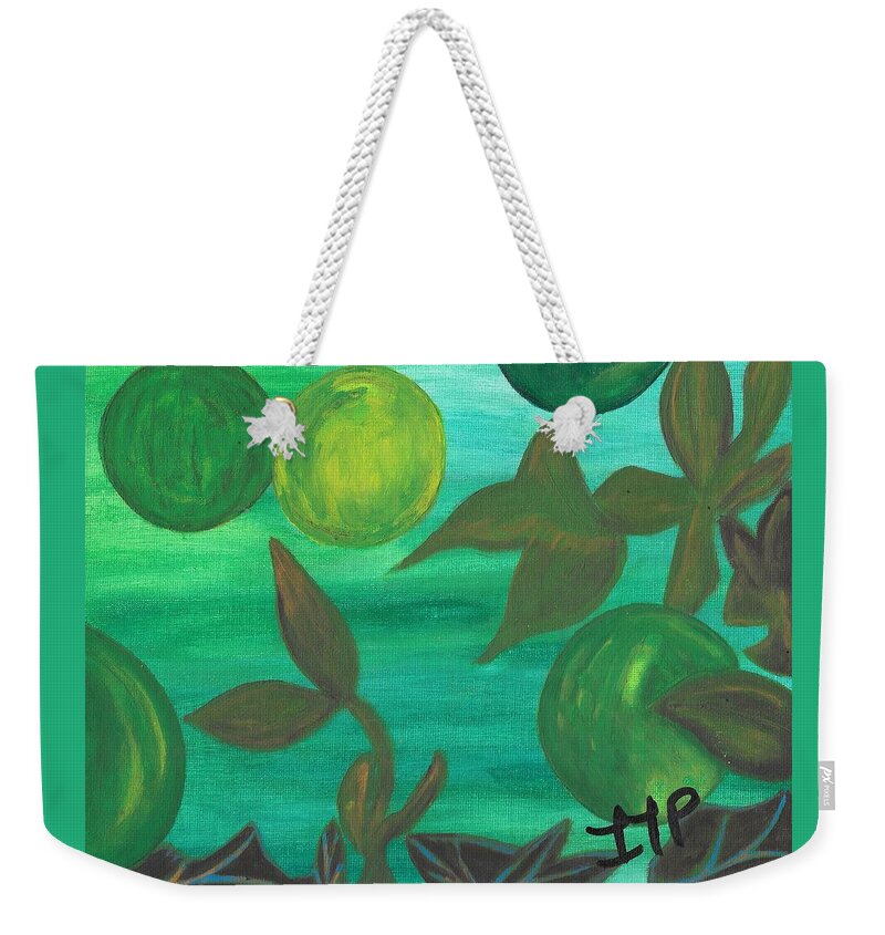 Leaves Weekender Tote Bag featuring the painting Esoteric Garden Flow by Esoteric Gardens KN