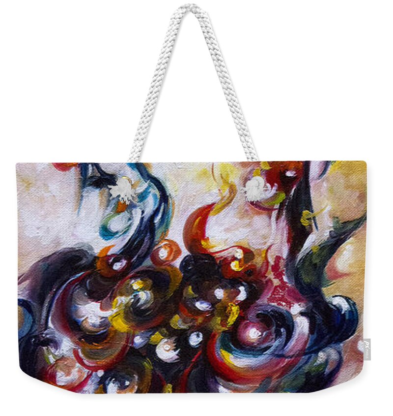 Abstract Weekender Tote Bag featuring the painting Ether In Atmosphere - Abstract 3 by Harsh Malik