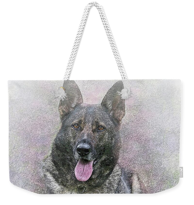 German Shepherd Dog Weekender Tote Bag featuring the digital art Ethereal German Shepherd Dog by P Russell