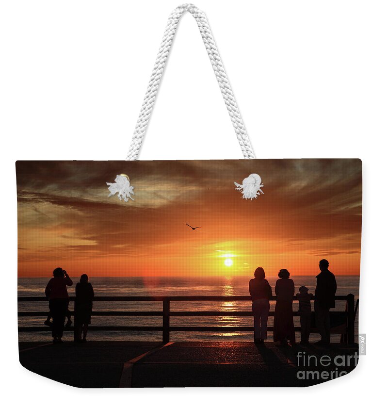 Sunset Weekender Tote Bag featuring the photograph Etretat Sunset by Bryan Attewell