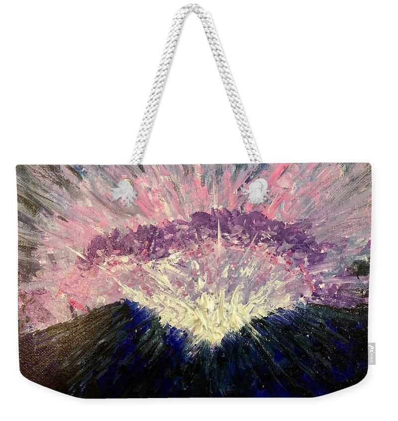 Mountains Weekender Tote Bag featuring the painting Eucatastrophe by Bethany Beeler