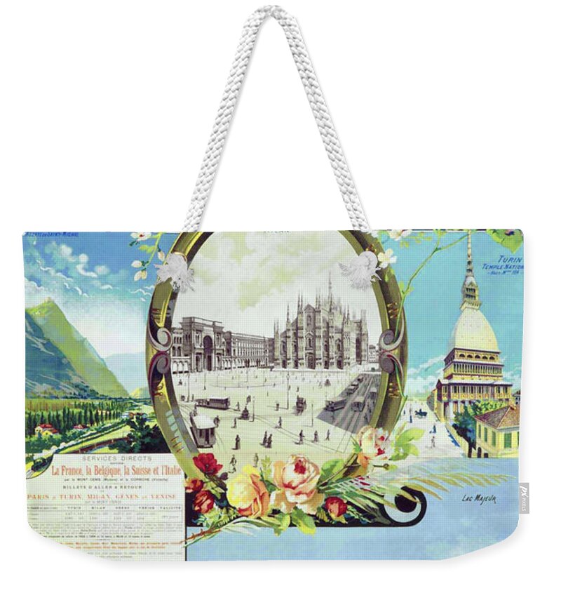 Milan Weekender Tote Bag featuring the digital art Europe Cities and Sites by Long Shot