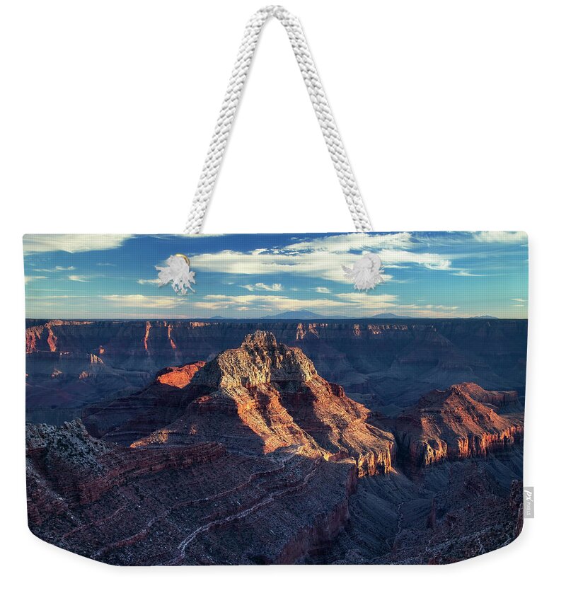 America Weekender Tote Bag featuring the photograph Evening at Freya Castle by Andy Crawford