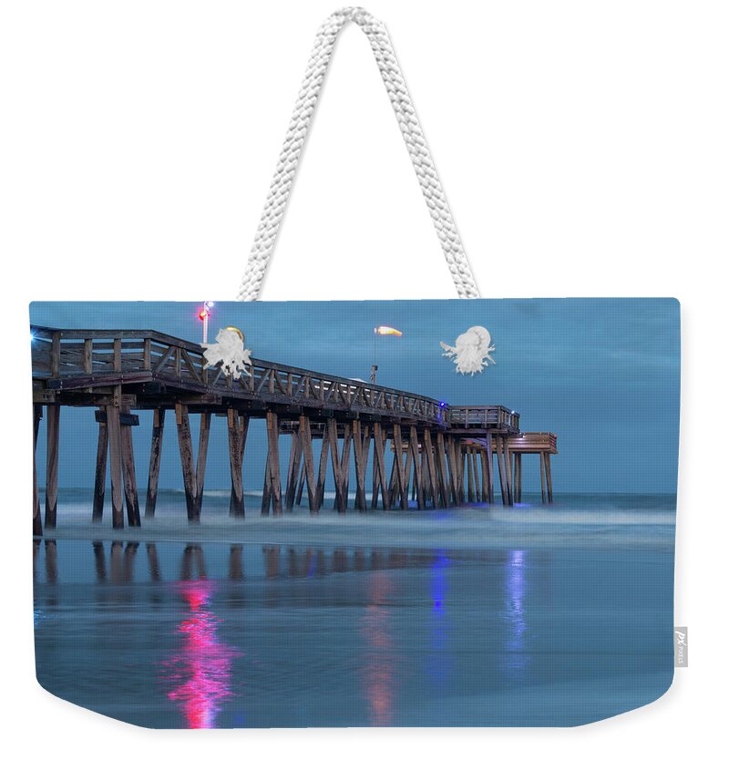 Ocean City Weekender Tote Bag featuring the photograph Evening at Ocean City Fishing Pier by Kristia Adams