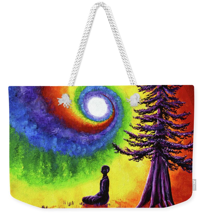 Weekender Tote Bag featuring the painting Evening Chakra Meditation by Laura Iverson
