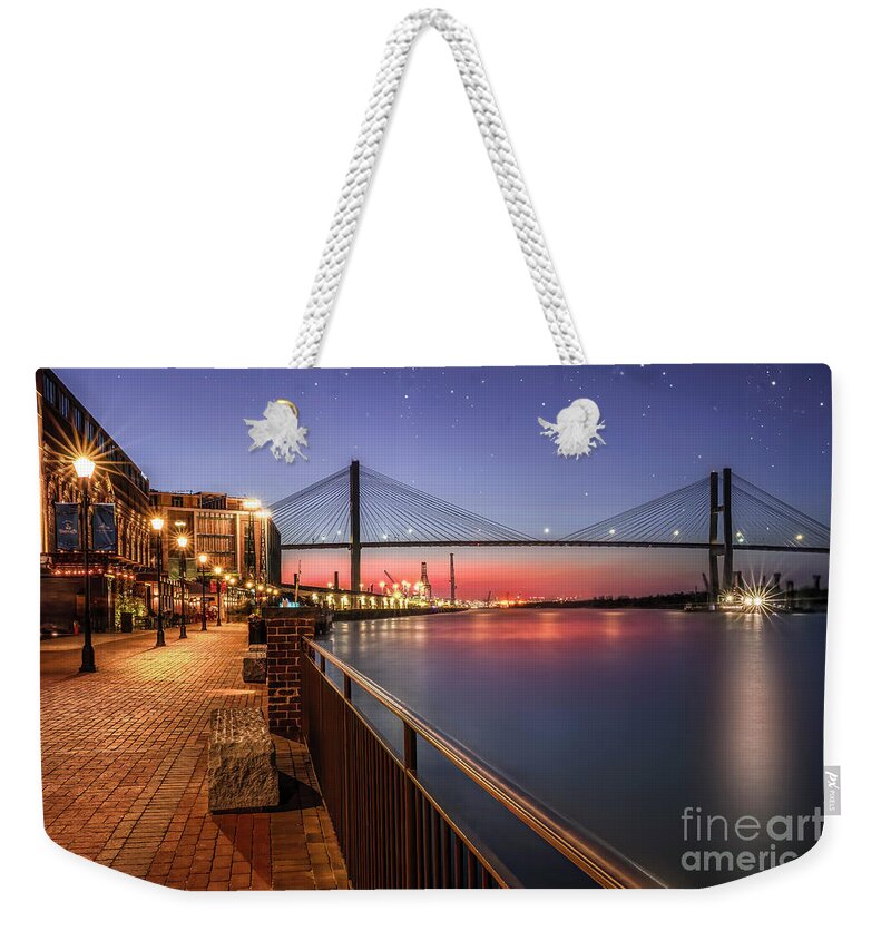 Evening Weekender Tote Bag featuring the photograph Evening on the Savannah Riverwalk by Shelia Hunt