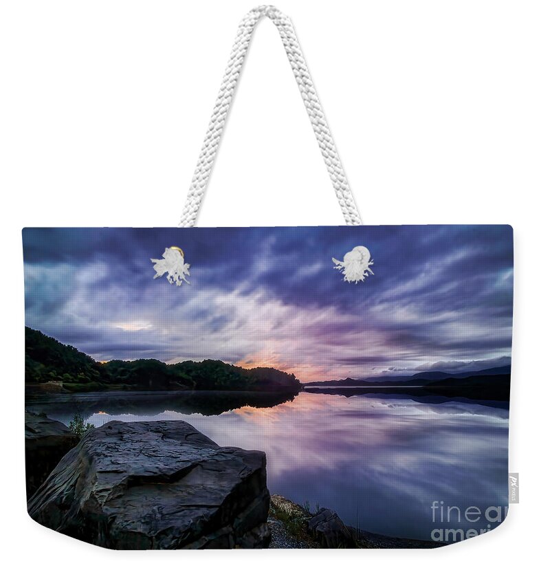 Lake Weekender Tote Bag featuring the photograph Evening Reflections by Shelia Hunt