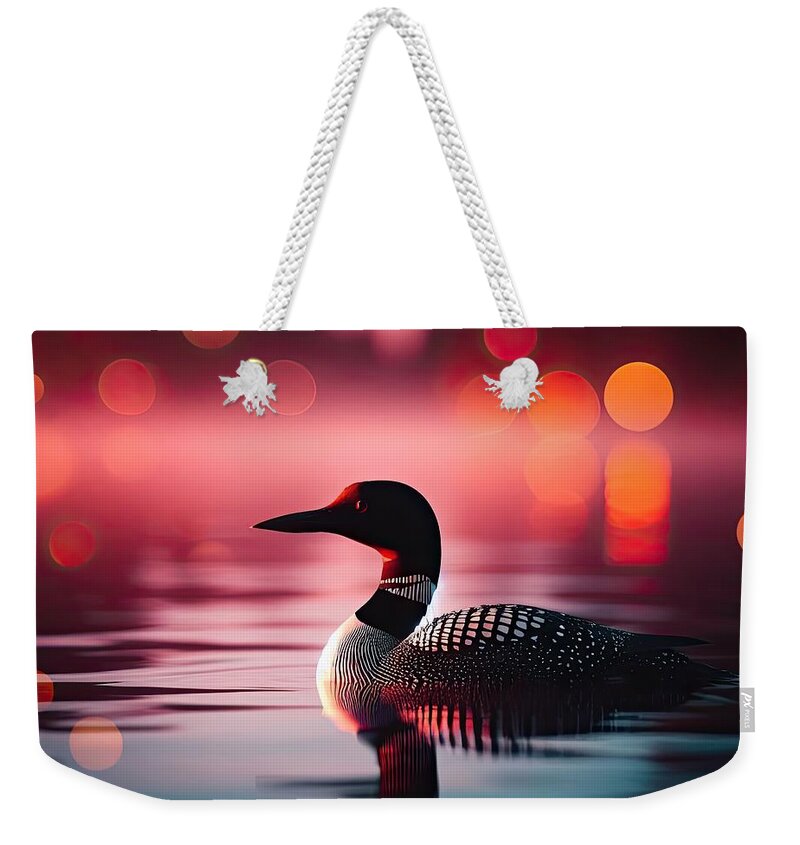 Loon Weekender Tote Bag featuring the photograph Evening Soiree by Bill and Linda Tiepelman