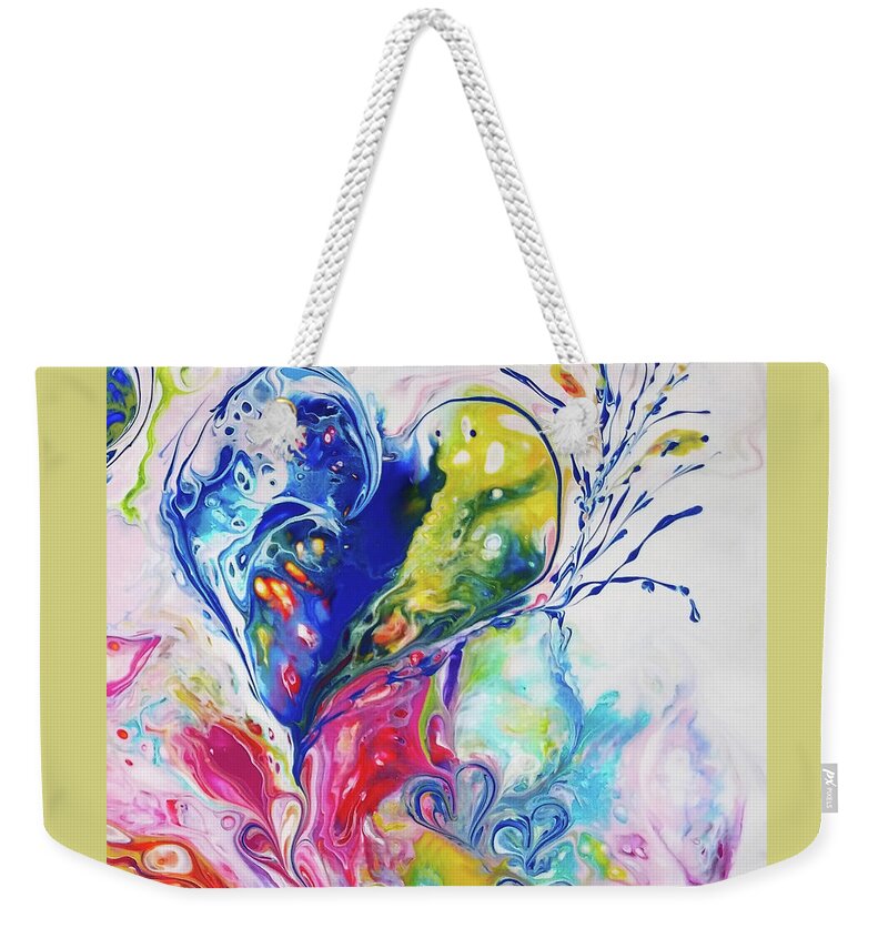 Rainbow Colors Weekender Tote Bag featuring the painting Ever Love 2 by Deborah Erlandson