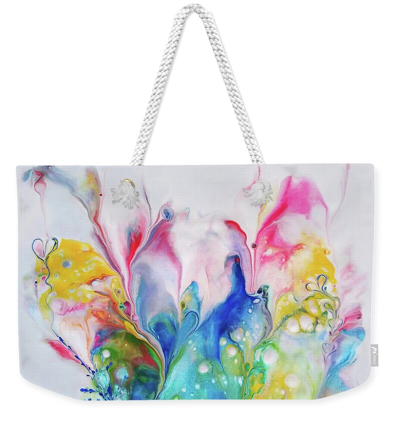 Rainbow Colors Weekender Tote Bag featuring the painting Ever Love by Deborah Erlandson