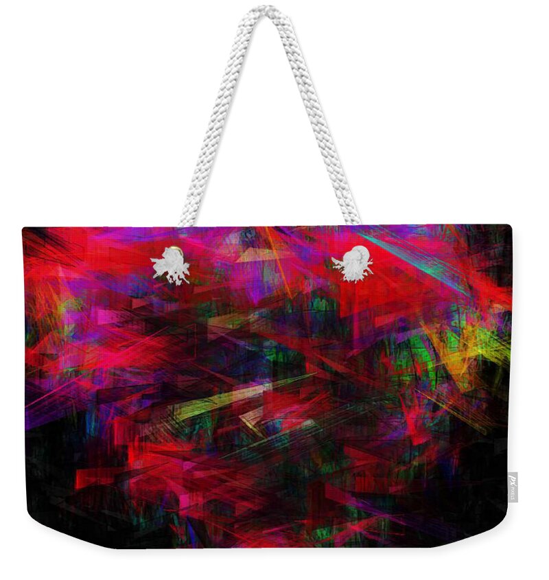 Abstract Weekender Tote Bag featuring the mixed media Every Time I See You by Rafael Salazar