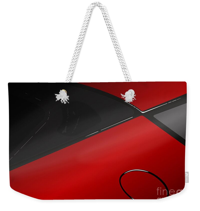 Sports Car Weekender Tote Bag featuring the digital art Evora X Design Great British Sports Cars - Red by Moospeed Art