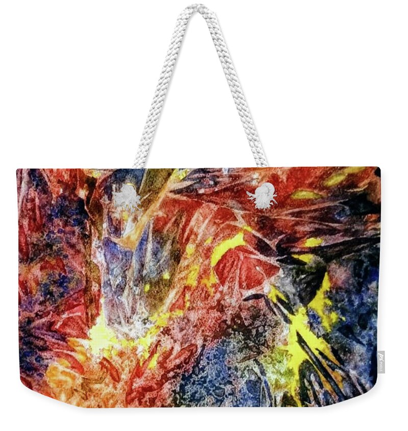 Abstract Weekender Tote Bag featuring the painting Existence by Eileen Kelly