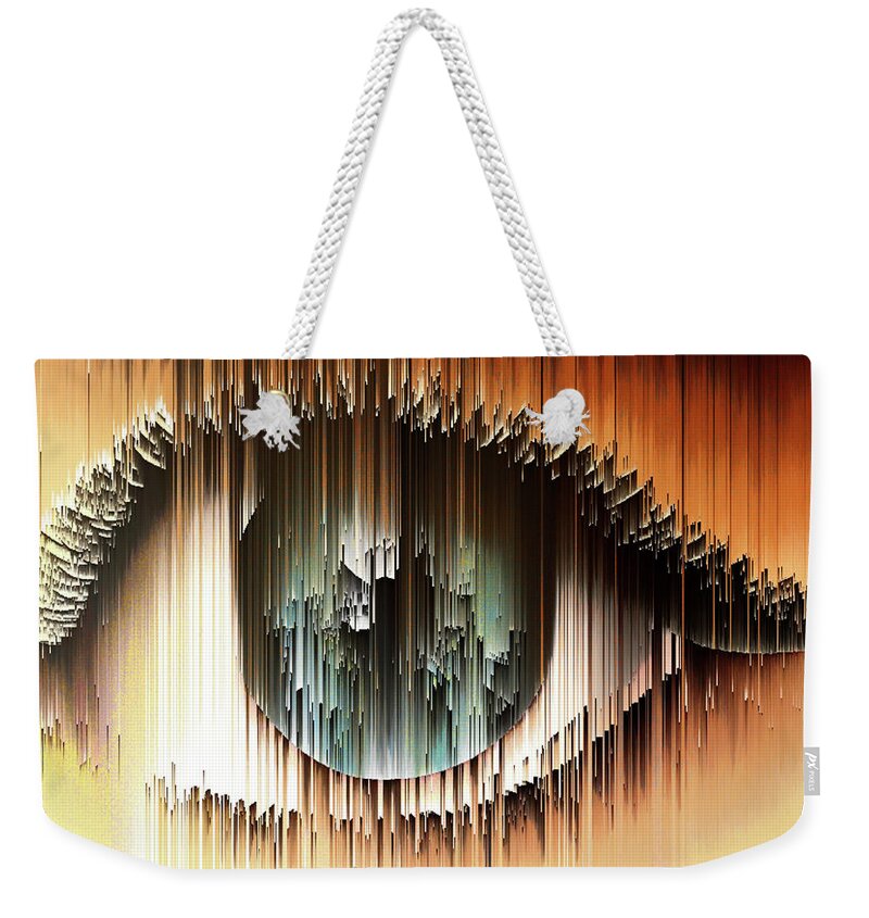Eye Weekender Tote Bag featuring the painting Eye For An Eye Pixel Interpolate by Themayart