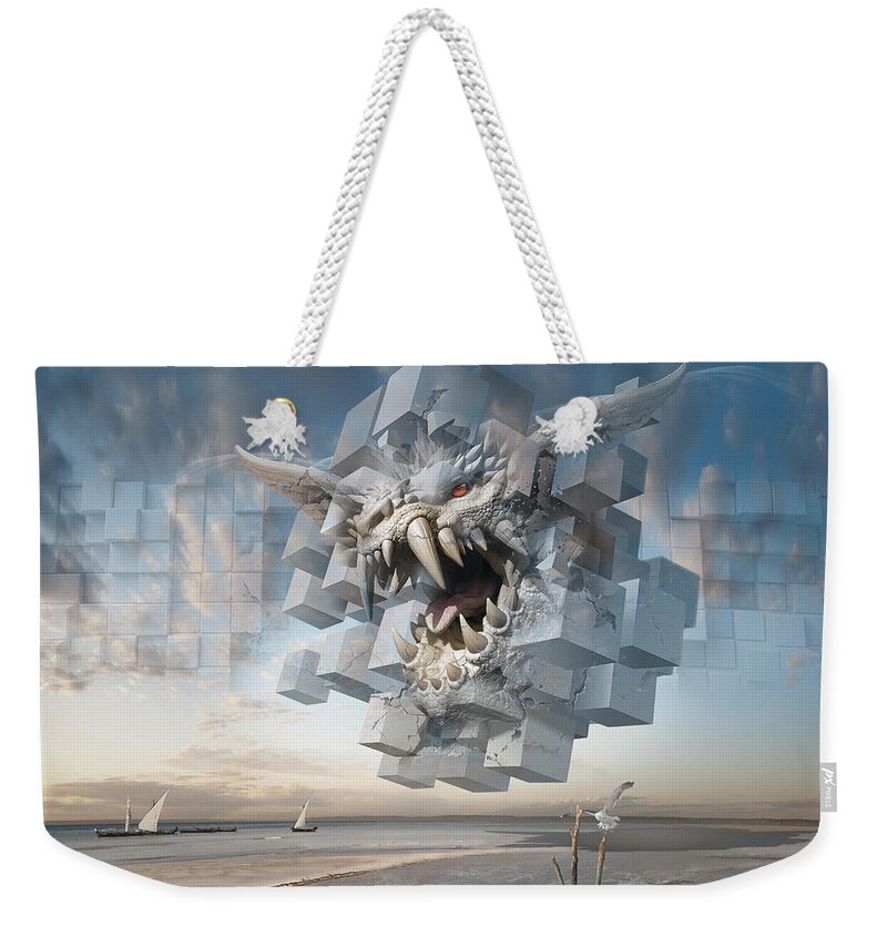Surreal Weekender Tote Bag featuring the digital art Eye of the Hurricane or Silence is Deceitful-2 by George Grie