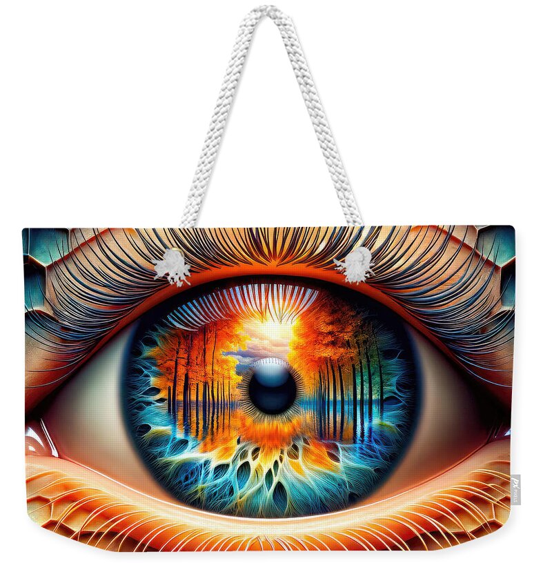 Surreal Eye Weekender Tote Bag featuring the digital art Eyes of the Elements by Bill And Linda Tiepelman