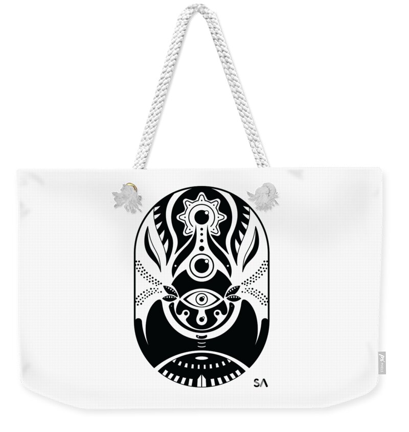 Black And White Weekender Tote Bag featuring the digital art Eyes by Silvio Ary Cavalcante
