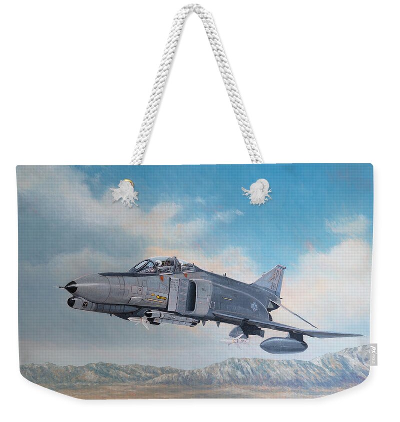Aviation Art Weekender Tote Bag featuring the painting F-4G Wild Weasel by Douglas Castleman
