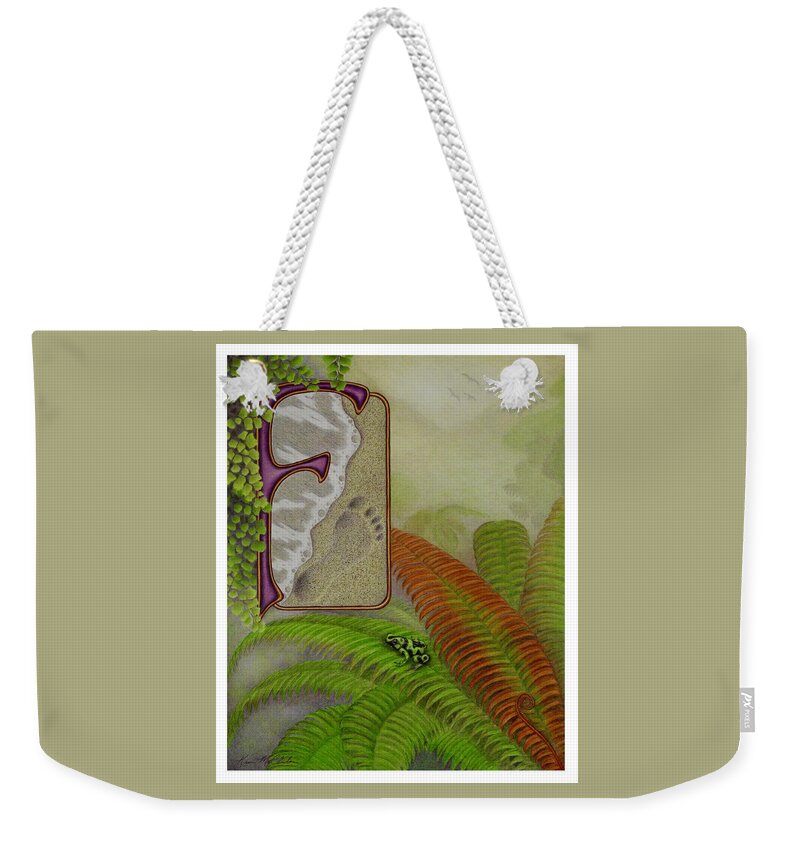 Kim Mcclinton Weekender Tote Bag featuring the drawing F is for Fern by Kim McClinton