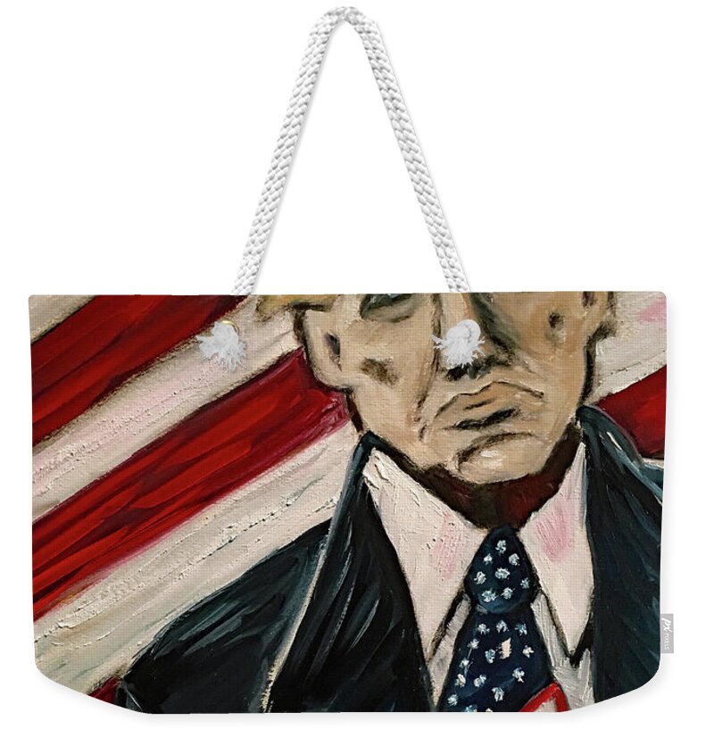 Trump Weekender Tote Bag featuring the painting Face of Freedom by Roxy Rich