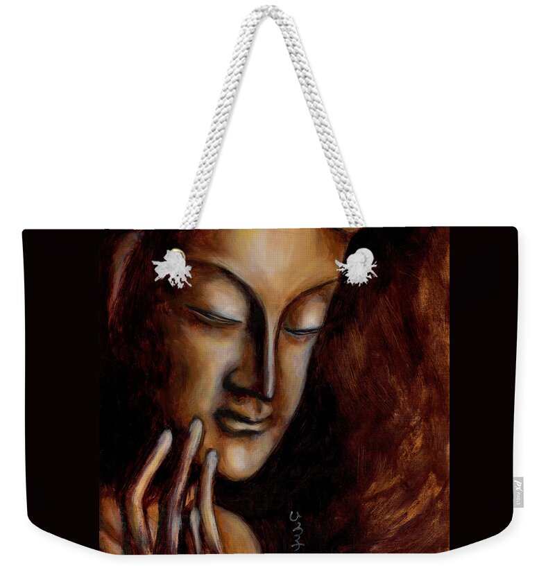 Zen Weekender Tote Bag featuring the painting Face of Mercy No.1 by Hiroko Sakai