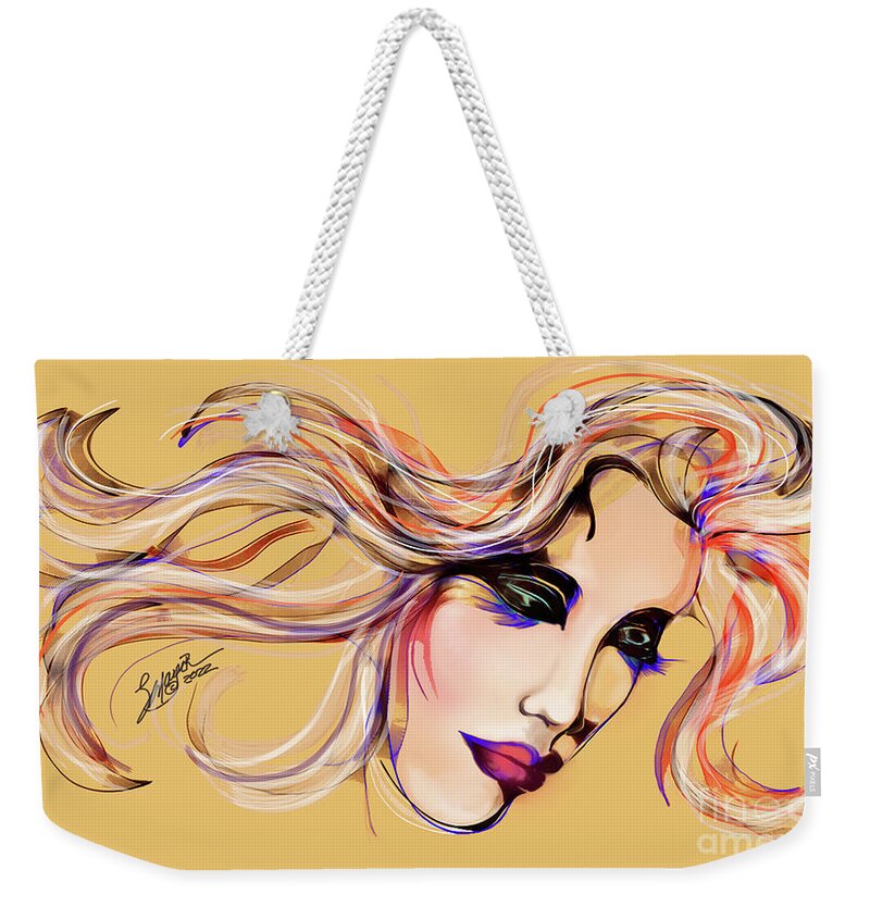 Equestrian Art Weekender Tote Bag featuring the digital art Face of Serenity by Stacey Mayer by Stacey Mayer