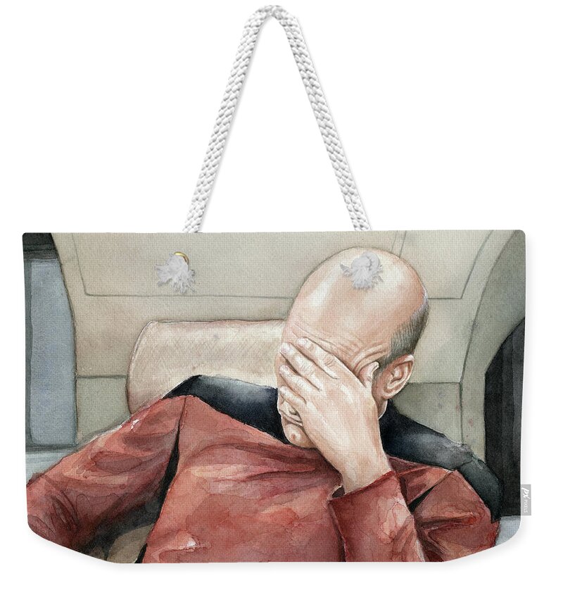 Facepalm Weekender Tote Bag featuring the painting Facepalm by Olga Shvartsur
