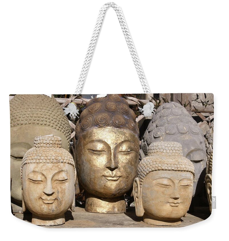  Weekender Tote Bag featuring the painting Faces of Buddha by Anna Jacke