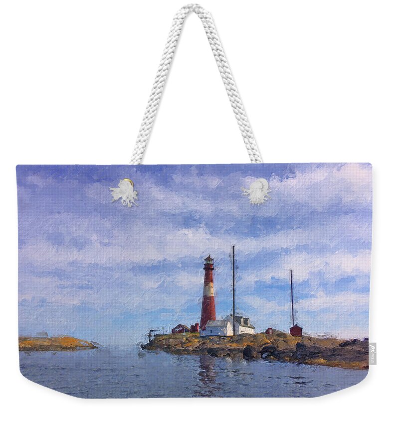 Lighthouse Weekender Tote Bag featuring the digital art Faerder lighthouse by Geir Rosset