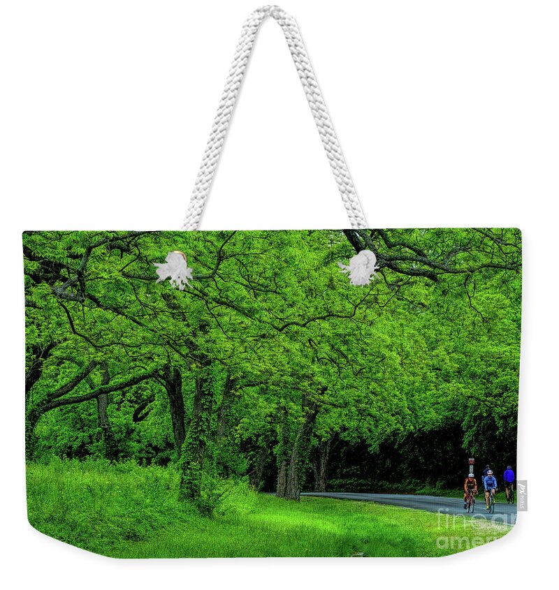 Landscape Weekender Tote Bag featuring the photograph Faire du Velo by Diana Mary Sharpton