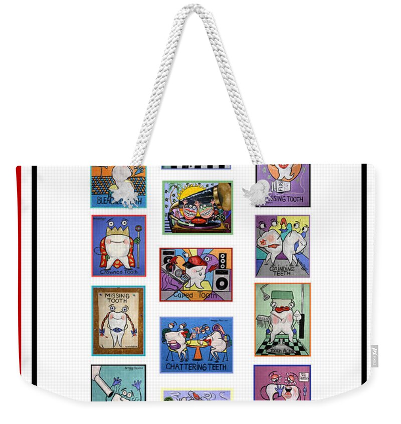 Falboart Tooth Chart 2 Weekender Tote Bag featuring the painting Falboart Tooth Chart 2 by Anthony Falbo