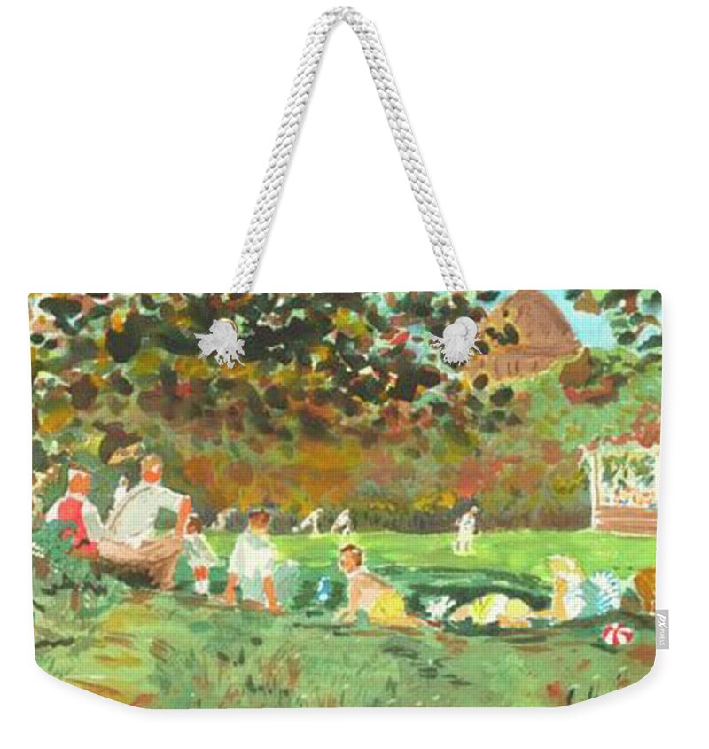  Weekender Tote Bag featuring the painting Fall Ball on the Mall by John Macarthur