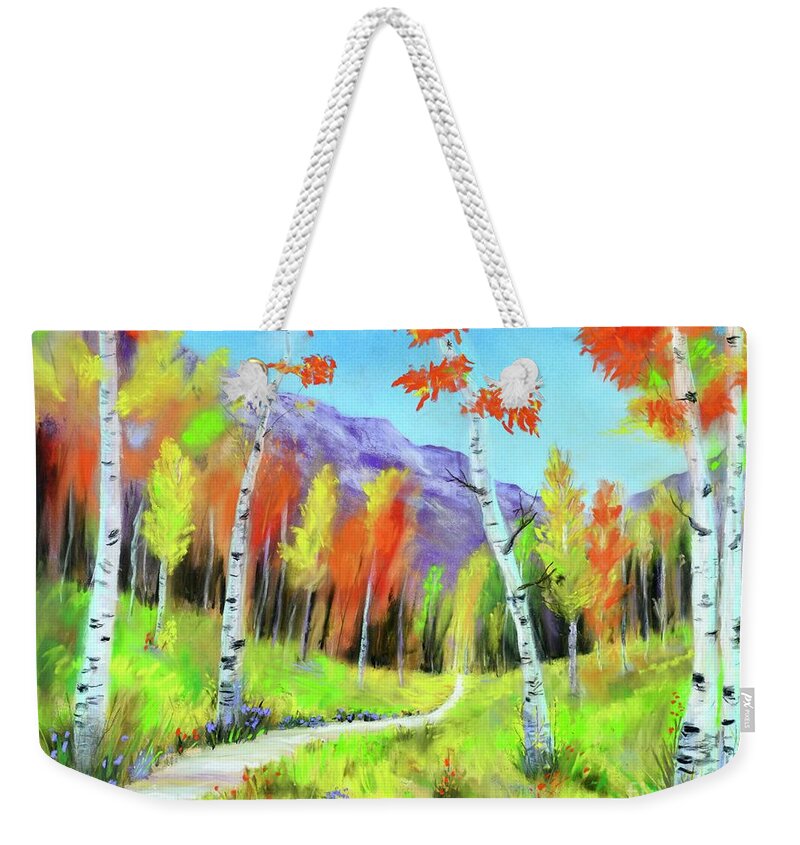 Leaves Weekender Tote Bag featuring the pastel Fall Colors by Mary Scott