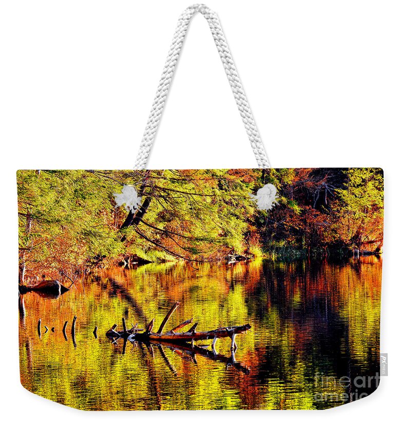 Fall Weekender Tote Bag featuring the photograph Fall Colors on a Maine Lake by Olivier Le Queinec