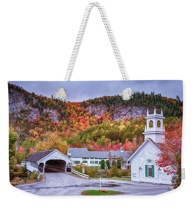 Stark Nh Weekender Tote Bag featuring the photograph Fall Colors over Stark NH by Jeff Folger